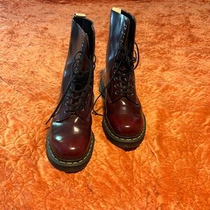 Vegan leather Doc Martens Air Wair maroon size 10 boots